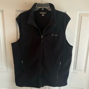 Eddie Bauer Black Zip-Up Fleece Vest with Side Zip-Up Pockets men's large